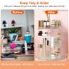 Rotating Makeup Organizer Clear Cosmetic Storage Rack Transparent Jewelry Display Box Case with 4 Trays One 17 Slot Top Shelf