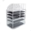 Cosmetics Storage Rack with 6 Small & 2 Large Drawers Transparent YF