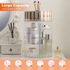 Rotating Makeup Organizer Clear Cosmetic Storage Rack Transparent Jewelry Display Box Case with 4 Trays One 17 Slot Top Shelf