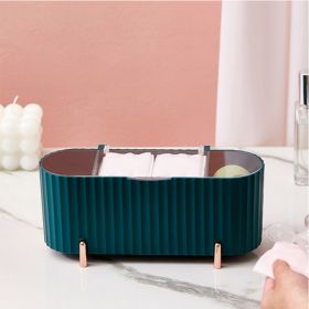 1pc 3 Compartments Storage Box; Jewelry Cosmetic Cotton Swab Storage Box; Cotton Swab Dispenser; Q-tip Dispenser For Cotton Pads (Color: Green)