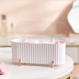 1pc 3 Compartments Storage Box; Jewelry Cosmetic Cotton Swab Storage Box; Cotton Swab Dispenser; Q-tip Dispenser For Cotton Pads (Color: White)