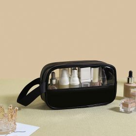 PVC Transparent Cosmetic Bag; Travel Makeup Bag; Large Capacity Travel Toiletry Bag (Color: Black S)