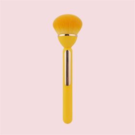 Soft Fluffy Loose Powder Brush Imitation Wool Fiber Large Foundation Blush Brush Professional Blush Contour Makeup Brushes (Color: Yellow)