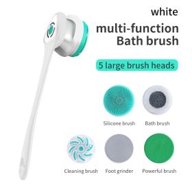 Multifunctional Electric Bath Brush with Long Handle for Exfoliating and Cleansing - Perfect for Mud Rubbing and Showering (Color: White)