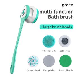 Multifunctional Electric Bath Brush with Long Handle for Exfoliating and Cleansing - Perfect for Mud Rubbing and Showering (Color: Green)