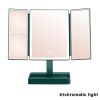 Rechargeable Foldable Makeup Mirror With LED Light 360Â° Adjust Wireless 1-3X Magnifying 3 Tone Light Desktop Vanity Table Mirror