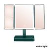 Rechargeable Foldable Makeup Mirror With LED Light 360Â° Adjust Wireless 1-3X Magnifying 3 Tone Light Desktop Vanity Table Mirror