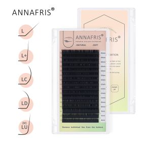 ANNAFRIS 16Rows L/L+/LC/LD/LU(M)/N Curl False Eyelash Extensions Mink Matte Black 8-15mm Mixed Tray L curl Makeup Lashes (Thickness: 0.10MM)