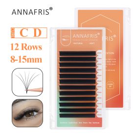 ANNAFRIS Easy Fan Eyelash Extension Automatic 1S Flowering 0.07mm Individual False Lashes Natural Soft Matte Black Volume Lash Extensions supplies (Curl: C)