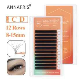 ANNAFRIS Easy Fan Eyelash Extension Automatic 1S Flowering 0.07mm Individual False Lashes Natural Soft Matte Black Volume Lash Extensions supplies (Curl: D)