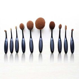 Beauty Experts Set of 10 Oval Beauty Brushes (Colors: BLACK - GOLD)
