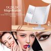 Rechargeable Foldable Makeup Mirror With LED Light 360Â° Adjust Wireless 1-3X Magnifying 3 Tone Light Desktop Vanity Table Mirror