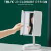 Rechargeable Foldable Makeup Mirror With LED Light 360Â° Adjust Wireless 1-3X Magnifying 3 Tone Light Desktop Vanity Table Mirror