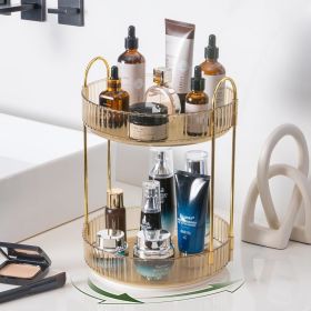 Rotating Makeup Organizer Acrylic Perfume Organizer Clear Skincare Organizer Cosmetics Organizer for Vanity Countertop (Color: Gold)