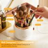 360Â° Rotating Makeup Brush Holder with Lid Makeup Organizer for Vanity Dustproof Makeup Brush Container with 7 Compartments